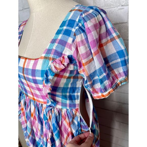 Anthropologie x LoveShackFancy S Babydoll $395 Kimball Plaid Milkmaid Midi Dress - Picture 7 of 9